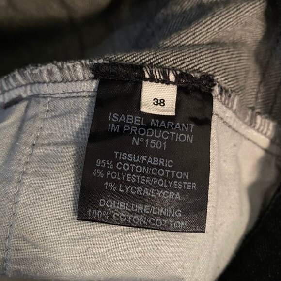 ISABEL MARANT ETOILE black gray cotton blend patch work skinny fit jeans - Picture 6 of 7